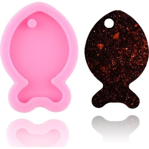 Shiny Fish Keychains Mold Pendant Polymer Clay DIY Jewelry Making Glitter Epoxy Silicone Resin Molds