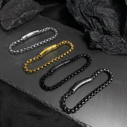 Fashion Simple Link Chain Bracelet Titanium Steel Bracelet Mens Motorcyclist Hip Hop Party Accessories Jewelry Birthday Gift