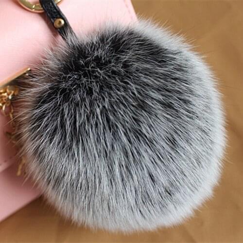 Oversized fox fur ball real 13 cm keychain bag pendant jewelry pendant key hair ball hair ball ornaments free shipping
