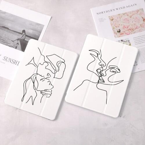 For iPad Case Art Nordic Minimalist Abstract Line For iPad 10.9 inch Air 4 2020 9.7 inch 5th 6th 10.2 8th 7th 12.9 inch Mini 4 5