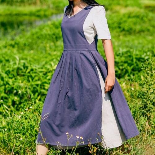 Split Legs Long Cotton Apron Florist Artist Painter Craft Work Wear Waitress Cafe Barista Pastry Chef Catering Event Uniform B77