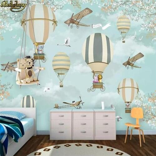 Beibehang Custom Cartoon hot air balloon Photo Mural Wallpapers For Living Room Bedroom murals wallpaper for kids room flooring