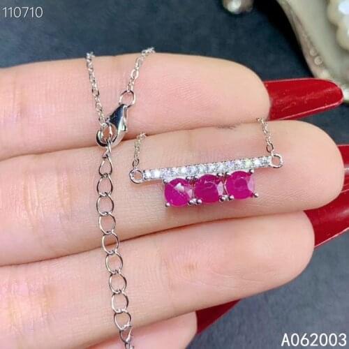 KJJEAXCMY Fine Jewelry 925 Sterling Silver inlaid Natural ruby Female Pendant Necklace luxury Support test