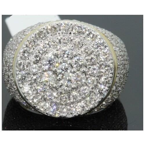 Milangirl Big Round Puffed Marine Micro Paved CZ Ring Hip Hop Rock Style Full Bling Iced Out Cubic Zircon Ring Luxury Jewelry