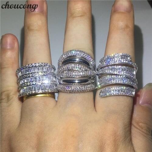 Choucong 3 Styles Big Promise Ring 925 sterling Silver AAAAA Zircon Engagement Wedding Band Rings For Women Men Finger Jewelry