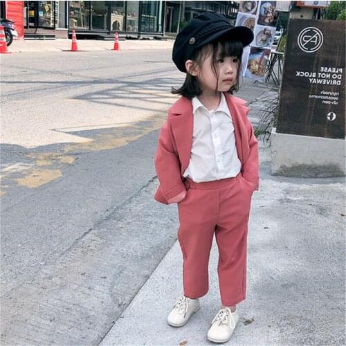 Little Girls Suits Autumn Casual Korean Fashion Toddler Girls Formal Wear Kids Blazer For Girls 2 3 4 5 6 Y Child Clothing Suits
