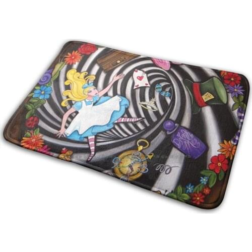 " Down The Rabbit Hole " By Melody Smith Mat Rug Carpet Anti-Slip Bedroom Entrance Door Mat Alice Alice In Drink Me Rabbit