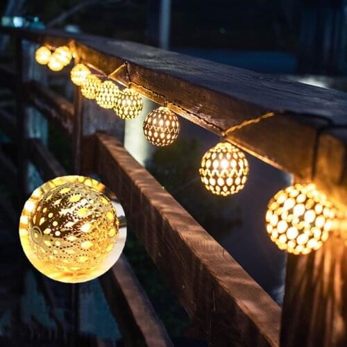 10/20/40/80LEDS Moroccan String Light Globe Garden Hanging Lamp Decorative For Party Wedding Christmas Decor Holiday Lighting