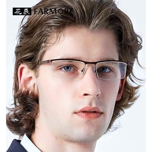 Metal Optical Frame Hipster Fashion Plain Glasses Men Henggang Ultra-Light Semi-Frame Glasses Frame for Business 1831