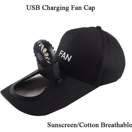 Mini Fan Portable Hat Mute Usb with Fan Hats Fashion Big Wind Portable Fans Usb Charging Fans Cap Personal