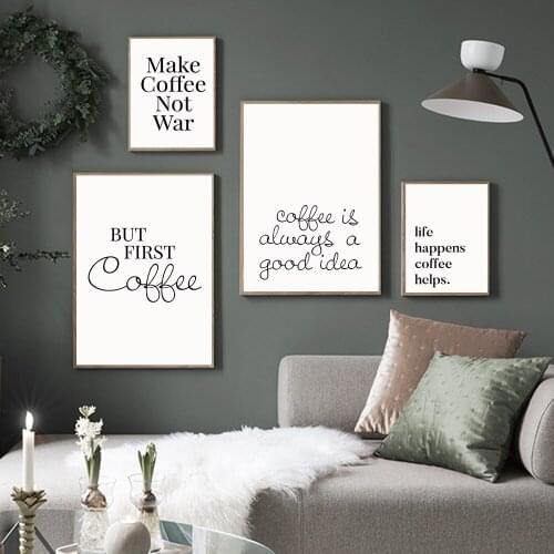 Minimalist Art Print But First Coffee Quotes Posters and Prints Nordic Kitchen Room Wall Art Pictures Home Decor Canvas Painting