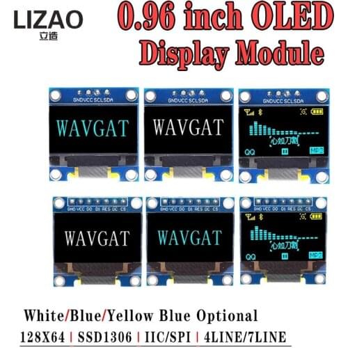 0.96 inch OLED IIC Serial White Display Module 128X64 I2C SSD1306 12864 LCD Screen Board GND VCC SCL SDA 0.96" for Arduino Black