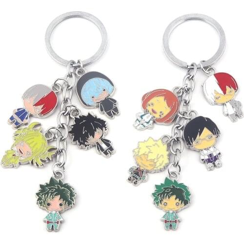 My Hero Academia Midoriya Izuku Bakugou Katsuki Todoroki Shoto Ochaco Uraraka Himiko Toga Dabi Enamel Alloy Keychain Key Chains