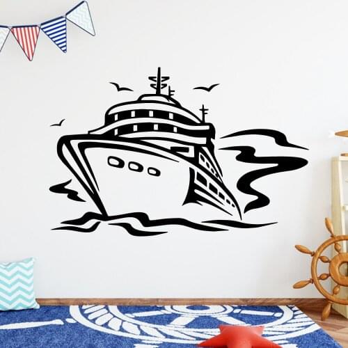Cartoon Ship Home Decoration Accessories Decor Living Room Bedroom Removable Background Wall Art Decal