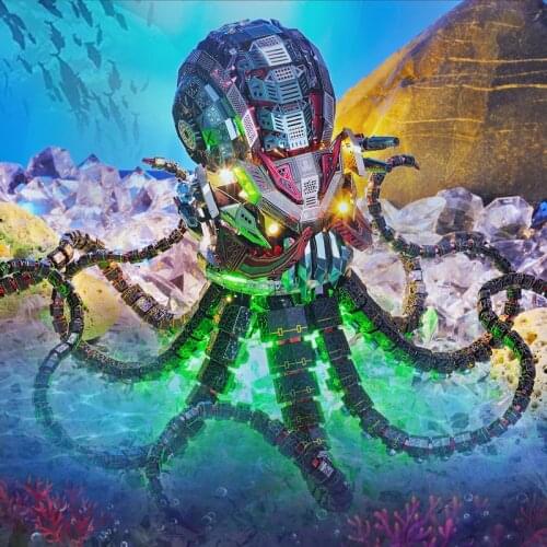 Microworld Octopus Devil Animal model kits DIY laser cutting Jigsaw puzzle model 3D metal Puzzle Toys for Children Gift