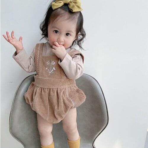 New Baby Clothes Fashion Sleeveless Romper Embroidered Toddler Corduroy Sling Overalls Jumpsuit Infant Outfits Baby Girl Clothes