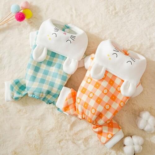 New Rabbit Plaid Cat Autumn Clothes Four-Legged Pet Clothing Pet Clothes Cat Clothing Cute Clothing Small Dogs