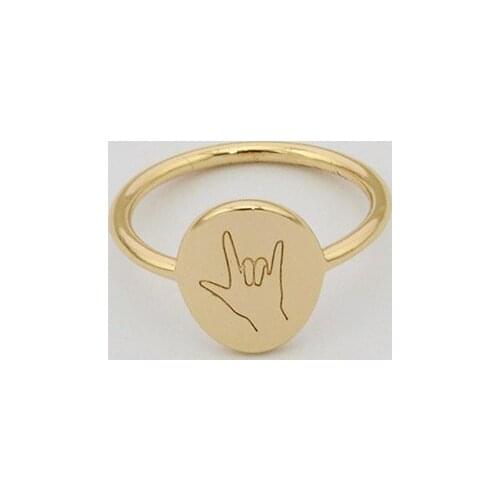 New Personality Oval Gold Plated Engraved Hand stamped Ring for Women Custom Ring Jewelry