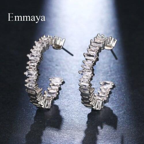 Emmaya New Arrival Fashion Statement For Female Exquisite Round Circle Shape Zirconia Earring In Dinner Choice Punk Modern Style