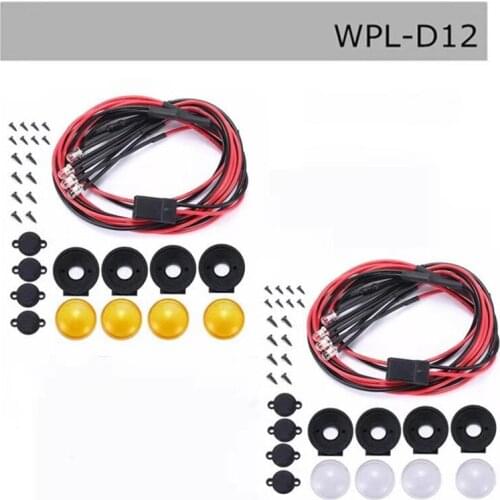 DJ WPL D12 Upgrade Lamp Micro Truck Dome Light Spotlight Four Round Lights With Light Wire RC Car Parts carro de control remoto