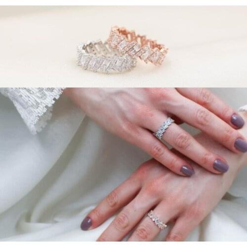 White cubic zirconia wedding engagement band bridal gift cz stacking ring fashion
