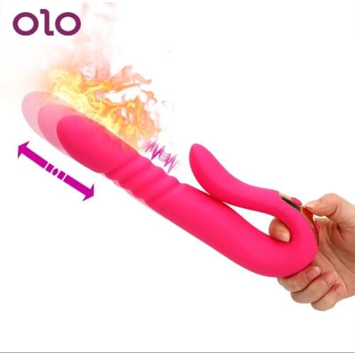 OLO Dildo Vibrator Clitoris Stimulator Heating Vibrator Automatic Telescopic Wand Vaginal G Spot Massager Sex Toys For Women