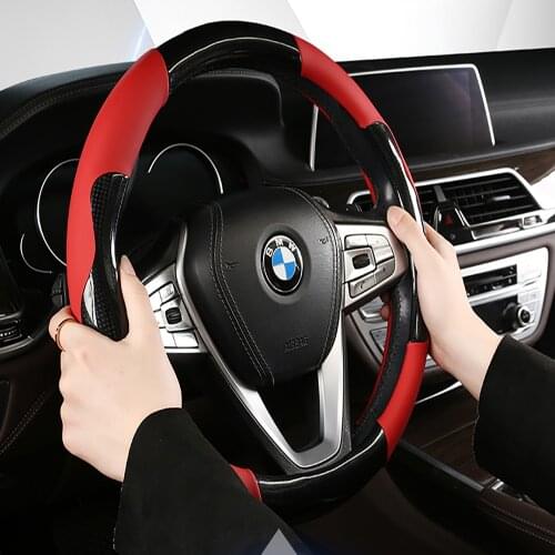 Car Steering Wheel Braid Cover Soft Texture Car Covers Anti Slip PU Steering Covers Suitable 37-38cm Auto Steering Wheel 2021