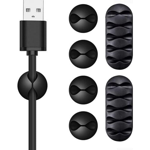 Cable Organizer USB Cable Wire Holder Headphone Earphone Mouse Charger Cord Protector Desk Winder Clip Cable Management