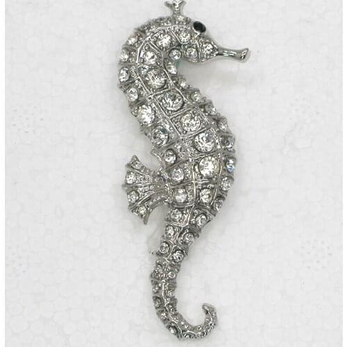 Clear Rhinestone Seahorse Pin brooches C163 A