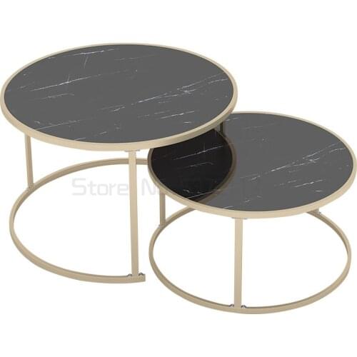 Nordic Light Luxury Coffee Table Sofa Corner Table Bedside Bedroom Marble Pattern Small Round Table Side Tables Furniture