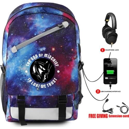 LOKI Horan USB Charge Backpack School Bag for Boys Teenage Football Back Pack Men Large Capacity Teen Bagpack College Style