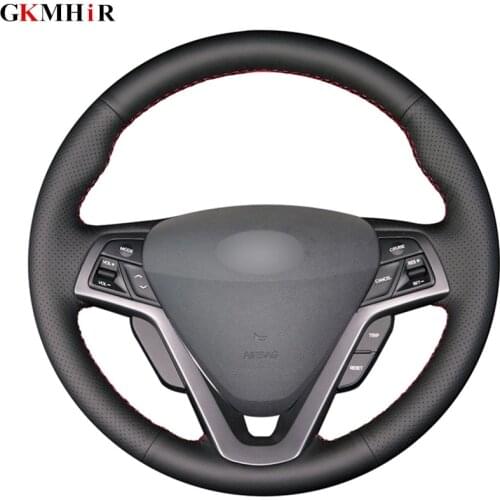 DIY Black Artificial Leather Car Steering Wheel Cover for Hyundai Veloster 2011 2013 2012 2014 2015 2016 2017 2018