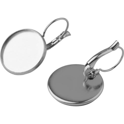 50pcs Stainless Steel French Hook Earrings fit 8 10 12 14 16 18 20 25 30mm Cameo Cabochons Setting Blank Base DIY Jewelry Making