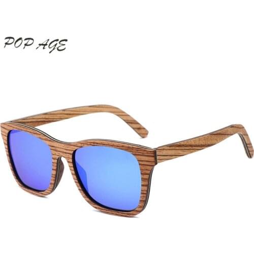 Blue Polarized Mirror Wood Sunglasses Men Bamboo Frame Sun Glasses 2019 Sunglasses Women Brand Designer GB142