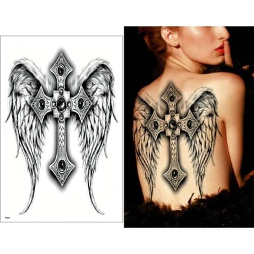 34x48cm Full Back Large Wings cross Gemstone dragon Waterproof Temporary Tattoo Stickers Big Men Women Sexy Body Art Fake Tattoo