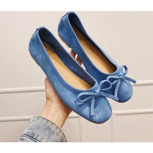 Round Toe Casual Shoes Women 2020 Spring Autumn Candy Color Flat Heel Knot Ballet Flats Shoes Slip On Loafer Sneakers