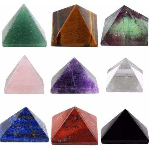 TUMBEELLUWA 1" Gem stone Pyramid Chakra Energy Reiki Chakra Spiritual Balancer Healing Crystal