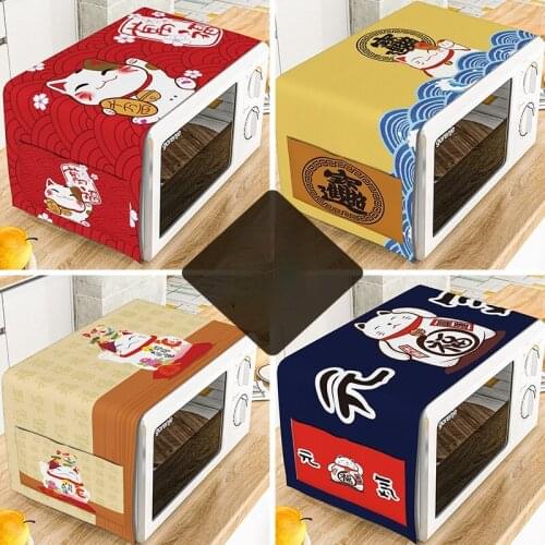 Japan Lucky Cat Kitchen Microwave Cover Microwave Oven Oil Dust Cover with Storage Bag Kitchen Accessories Supplies Home Decor