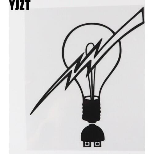 YJZT 13.8CM×16.5CM Creative Light Bulb Lightning Bolt Decal Vinyl Car Sticker Black/Silver 8A-1157