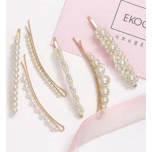 New Styles Fashion Pearl Hair Clip for Women Elegant Korean Design Pearl Metal Hair Clips Hairpin Hair Styling Accessories