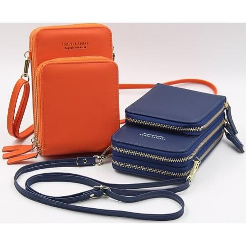 Ladies Messenger Bags Shoulder Bags Mobile Wallet Bags Smart Phone Wallets PU Leather Shoulder Bags Ladies Card Case Wallets