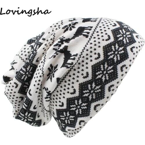 LOVINGSHA Brand Girl Skullies And Beanies Autumn And Winter Dual-use Hats For Ladies thin Geometric Design Women Scarf HT051
