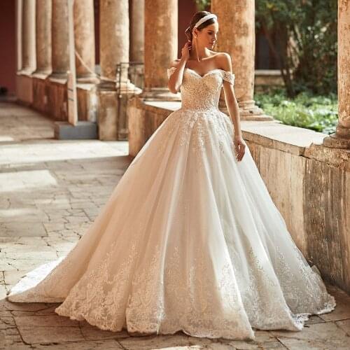 Vestidos De Novia Ball Gown Wedding Dresses Off the Shoulder Princess Robes De Mariage Lace Up Back Luxury Trouwjurk Bride Dress