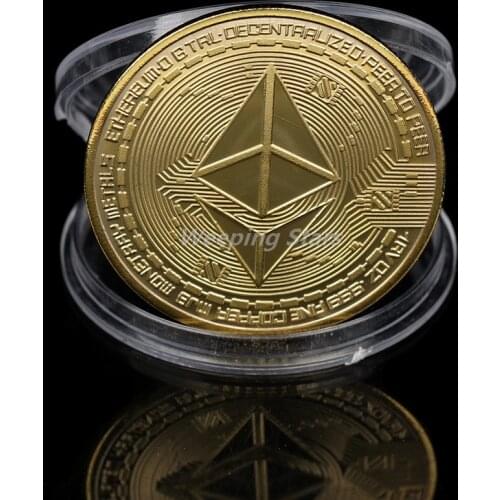 1 PCS Gold/Silver-plated coins Decoration Creative Ethereum Coin Ethereum Art Collection Physical Gift Metal Commemorative Coin