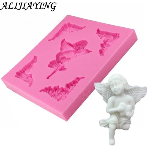 1Pcs Relief Angel Cake Silicone Cake Mold Frame border Cupcake Fondant Cake Decorating Tools Gumpaste Chocolate Moulds D1244
