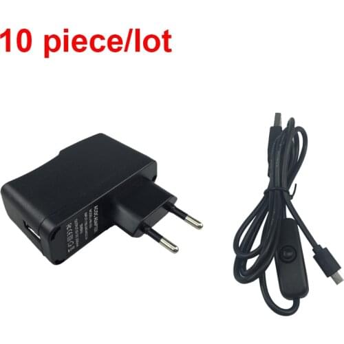 10pcs/lot Raspberry Pi Zero 5V 2A Power Adapter Supply Charger with ON/OFF Switch Cable for Raspberry Pi 2 Raspberry Pi Zero W