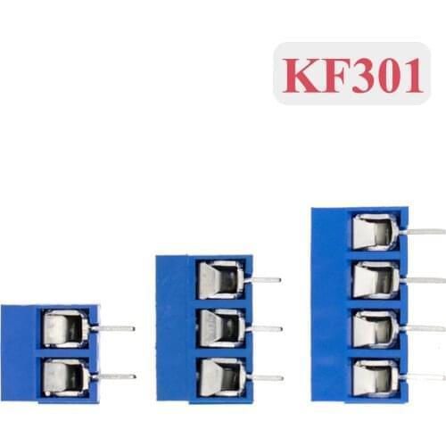 100pcs KF301 2P/3P/4P Blue KF301-5.0 KF301 Screw 5.0mm Straight Pin PCB Screw Terminal Block Connector Splicing type