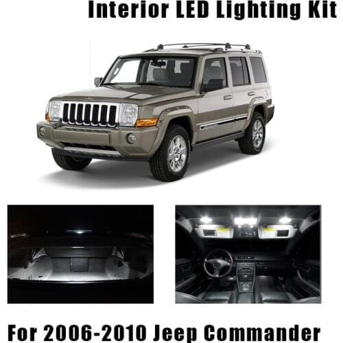 13 Bulbs Canbus White LED Car Reading Light Interior Kit Fit For Jeep Commander 2006-2009 2010 Trunk Step Courtesy License Lamp