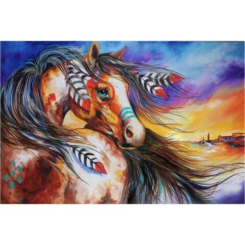 2021 New 5D DIY Full Round Diamond Painting Cartoon Colorful Horse Cross Stitch 3D Embroidery Rhinestone Mosaic Home Decor Y538
