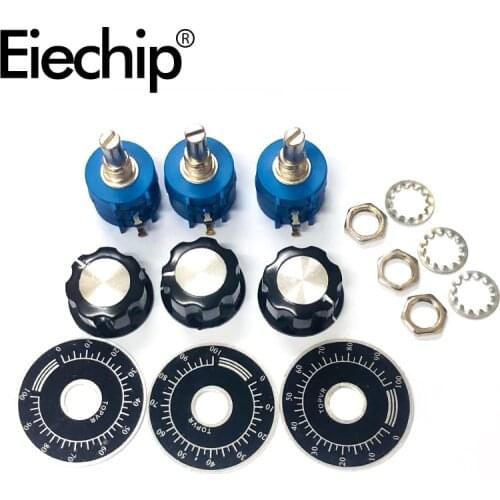 3590S 10K Multiturn Adjustable Potentiometer kit Wirewound Resistor 2W 3590S-2-103L 500 1K 2K 5K 20K 50K 100K ohm + knob cap